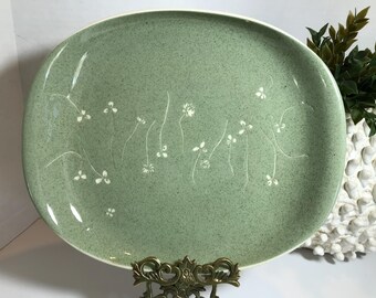 Vintage Russel Wright Harkerware White Clover Green Platter