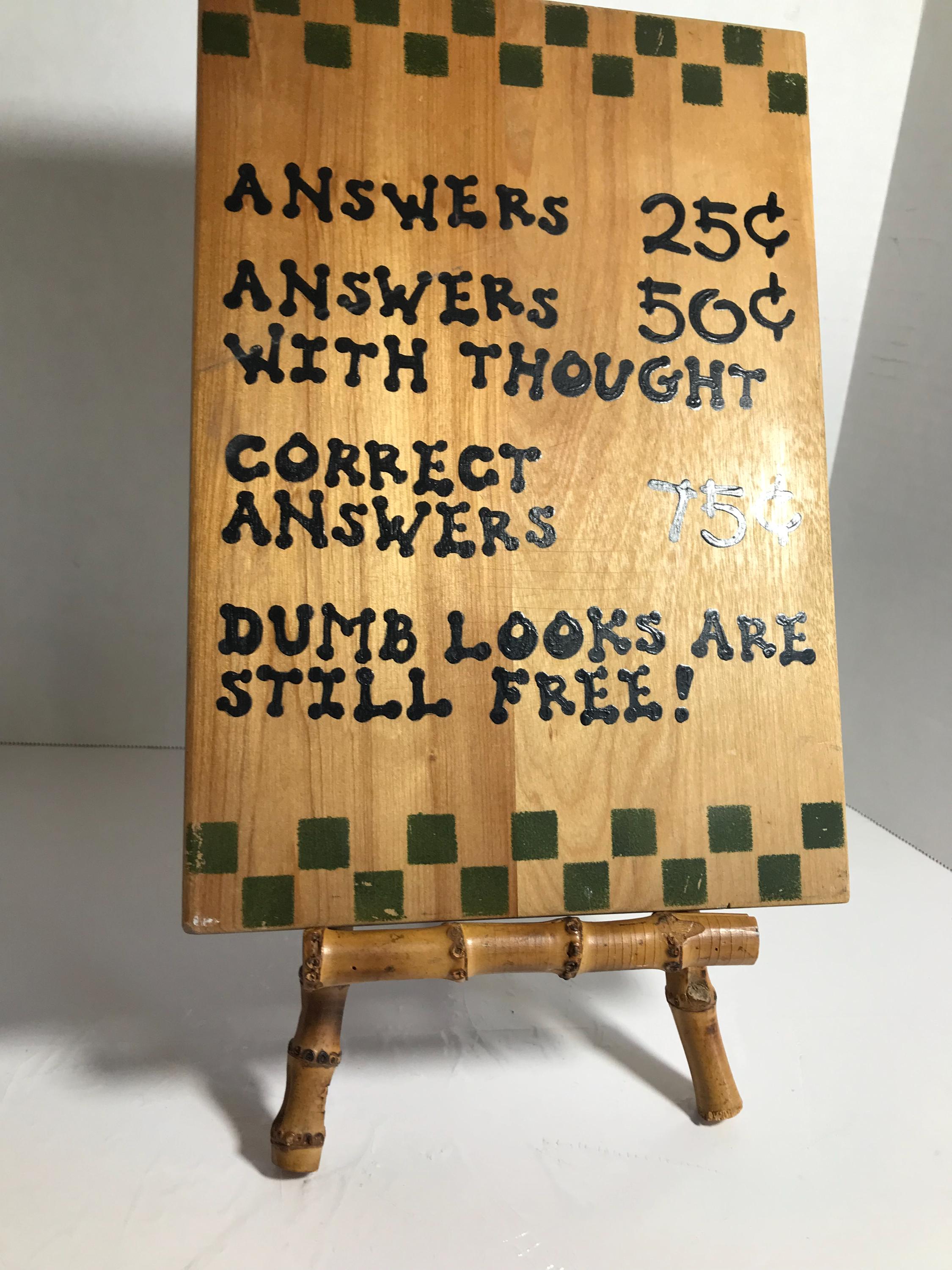Vintage Handmade Answers Plaque, Vintage Wood Sign on Wooden Bamboo ...
