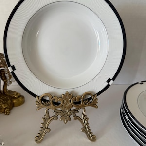 Mikasa Midnight Soup Bowl – Discontinued 8.5&quot; White & Black Border Japan, Replacement Dinnerware, Modern Minimalist Soup Bowl