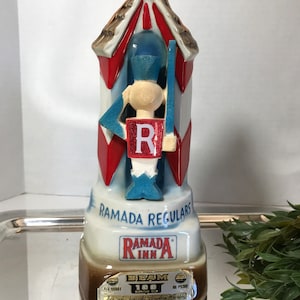 Vintage Ramada Inn “Ramada Regulars” Toy Soldier Ceramic Decanter | Jim Beam Liquor Bottle | Collectible Barware