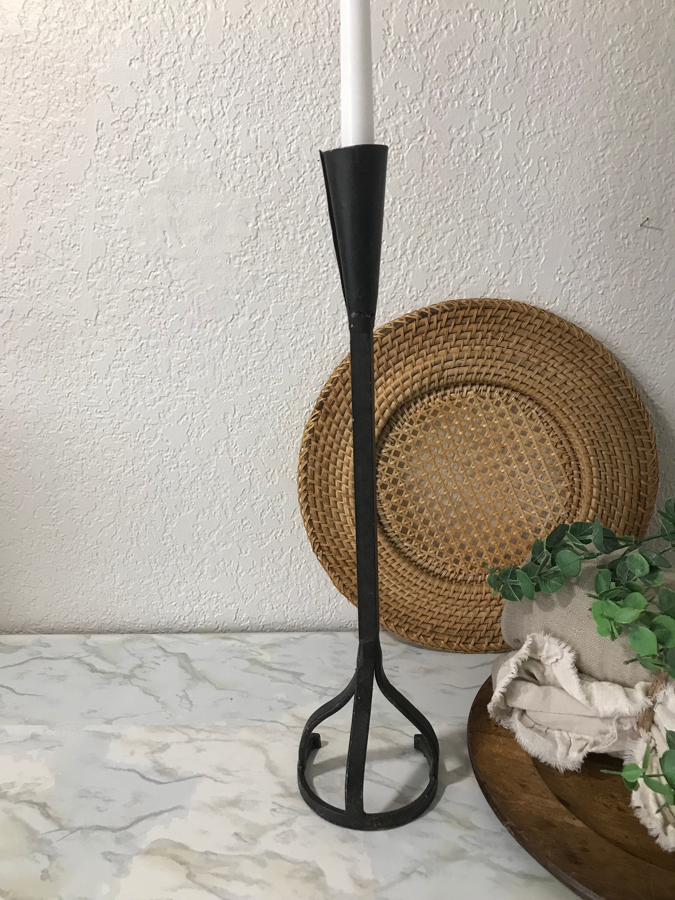Brutalist Style Cast Iron Tall Taper Candle Holder Horse Shoe Etsy
