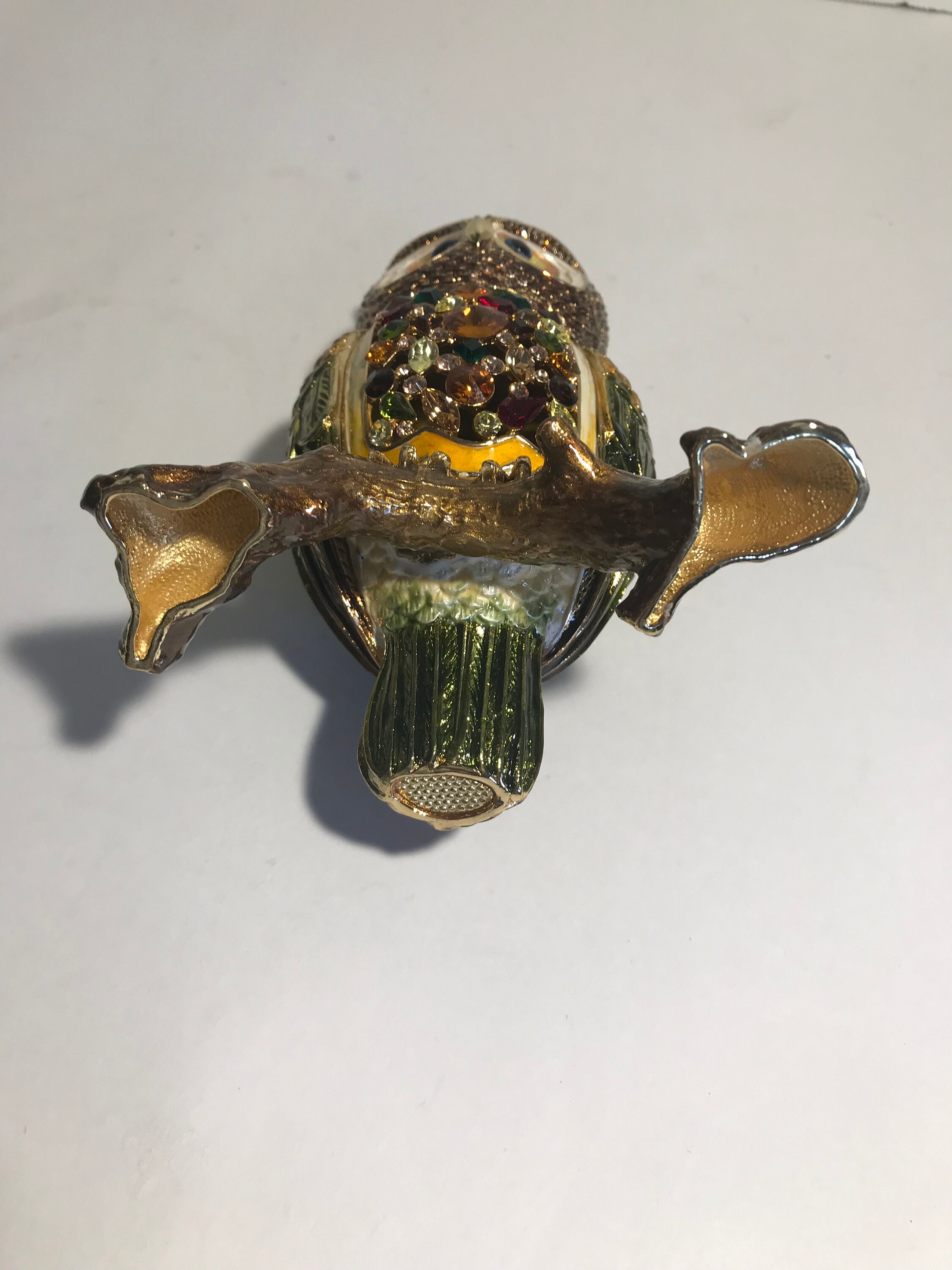 RUCINNI コレクタブル　オウム　宝石付き小物入れ　スワロフスキークリスタル Rucinni Large Swarovski Crystal Jeweled Enamel Owl Trinket