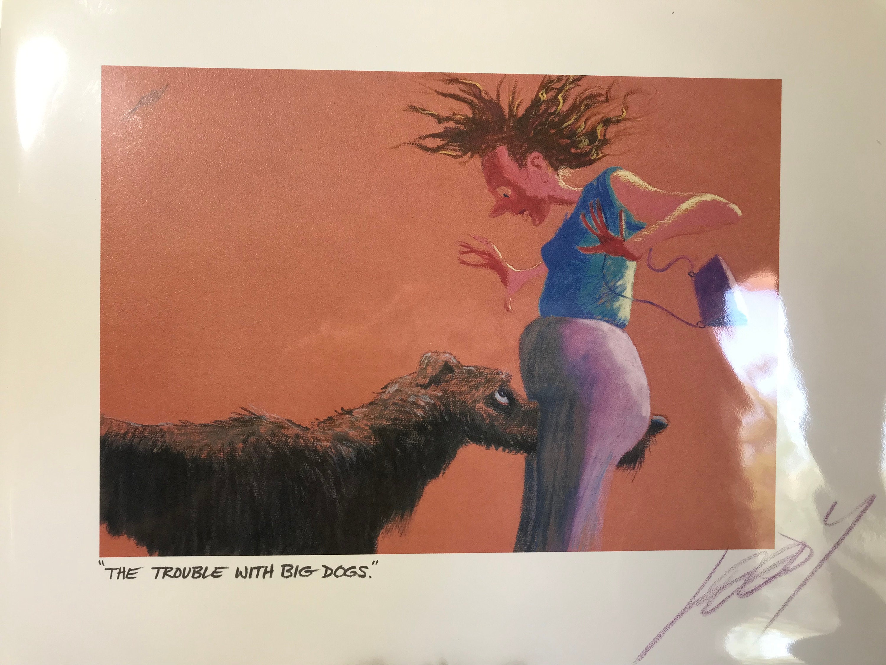 Vintage 1996 Jeff Leedy Signed Print, Vtg Jeff Leedy Dog Art 