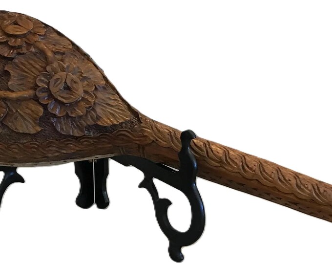 Vintage Balkan Carved Wood & Animal Skin Gusle / Guzla / One String ...