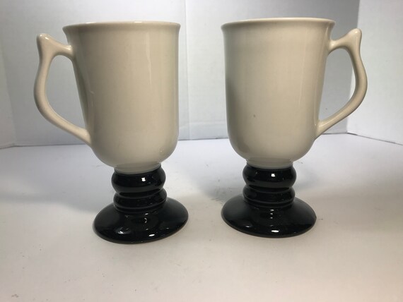 Vintage Hall Tall Ceramic Coffee Cup Black and White Vintage Hall Coffee Mug  