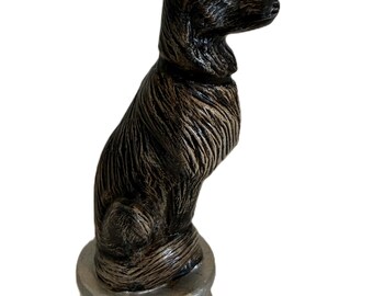 Vintage German Shepherd Chess Piece Figurine Hand Painted Chalkware Style Dog Statue