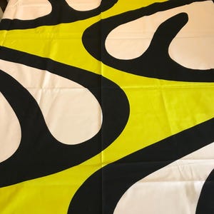 Vintage 2005 Ikea vibrant Scandanavian home decor fabric, Ikea Anna Efverlund abstract black, white and chartreuse cotton fabric 36x57&quot;