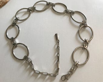 Silver and stainless steel double link chain belt Classic Double Link Chain Belt Silver Tone Vintage 36 main image 2