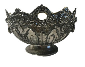 Vintage Silver Plate candy dish, Vintage silverplate nut dish, Vintage tarnished silver trinket dish bowl, Vintage silverplate small bowl.