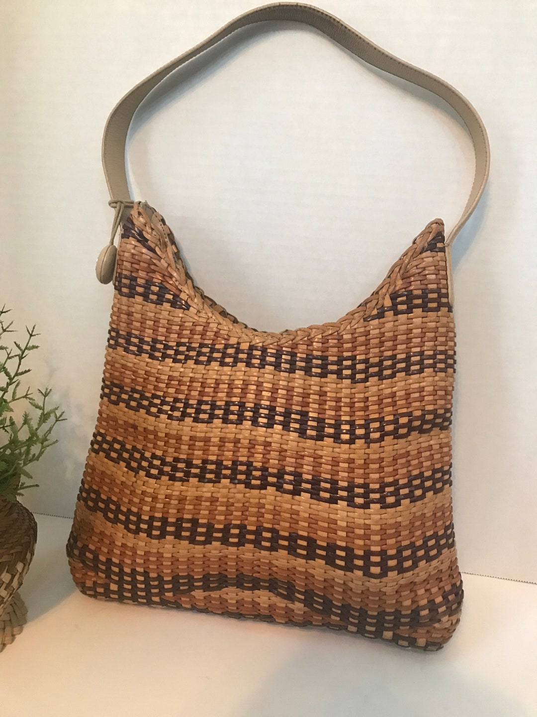 Vintage Monsac Original Handbag, Monsac Leather Purse, Monsac Woven