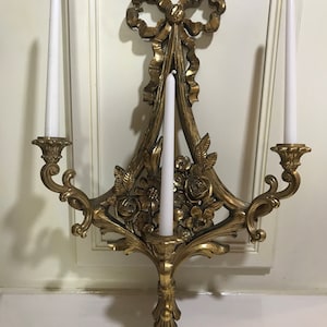 Vintage Hollywood Regency Syroco Holz Gold Wandkerzenleuchter, Vtg verzierte geformte Kunststoff Gold Wandkerzenleuchter, Einzigartige Wandkerzenleuchter