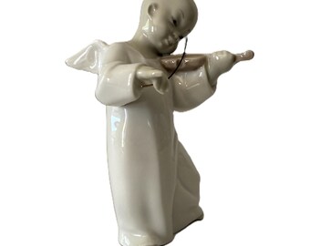 Figura vintage de Lladró  Vintage Lladro Chinese Angel Figurine Playing Violin Home Collectible Art Décor main image 0