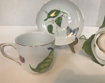 Godinger Marienkäfer-Demitasse-Tassen-Set, d. Godinger-Schmetterlings-Espressotasse und Untertasse, kleine Biene-Tasse und Untertasse, Libellen-Keramiktassen-Set