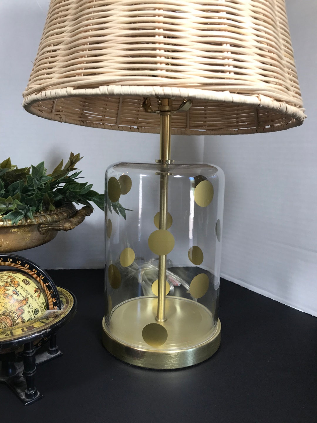 Kate Spade Lamp, Glass Polka Dot Kate Spade Table Lamp, Kate Spade Gold