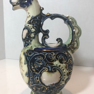 Antique Zsolnay Reticulated Figural Pitcher Vase – Austria-Hungary, Form 4343 (1891–1895)
