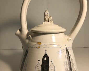Art Pottery teapot, Signed sculptural ceramic teapot, Abstract pottery teapot, Modern ceramic Teapot, Artsy Teapot, Unique statement teapot