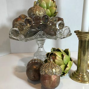 Vintage elegant folded glass candy dish, vintage pressed glass patterned footed dish, elegant pedestal glass console bowl, glass dish