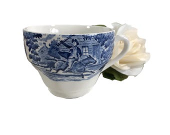 Vintage blau weiße Kaffeetasse, Teetasse blau weiße Toile, hergestellt in England