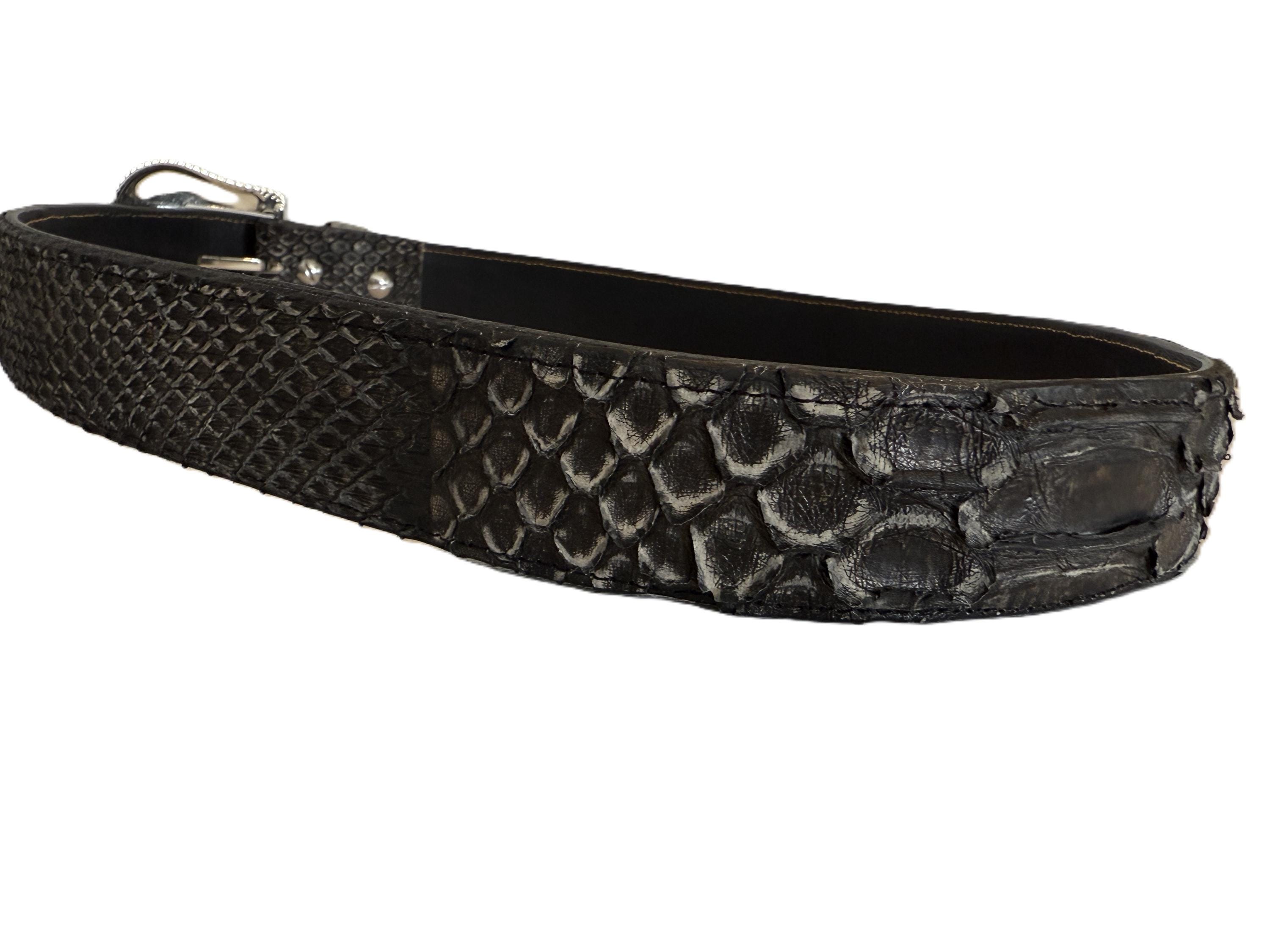 Vintage Genuine Snakeskin Western Belt With Ornate Silver 