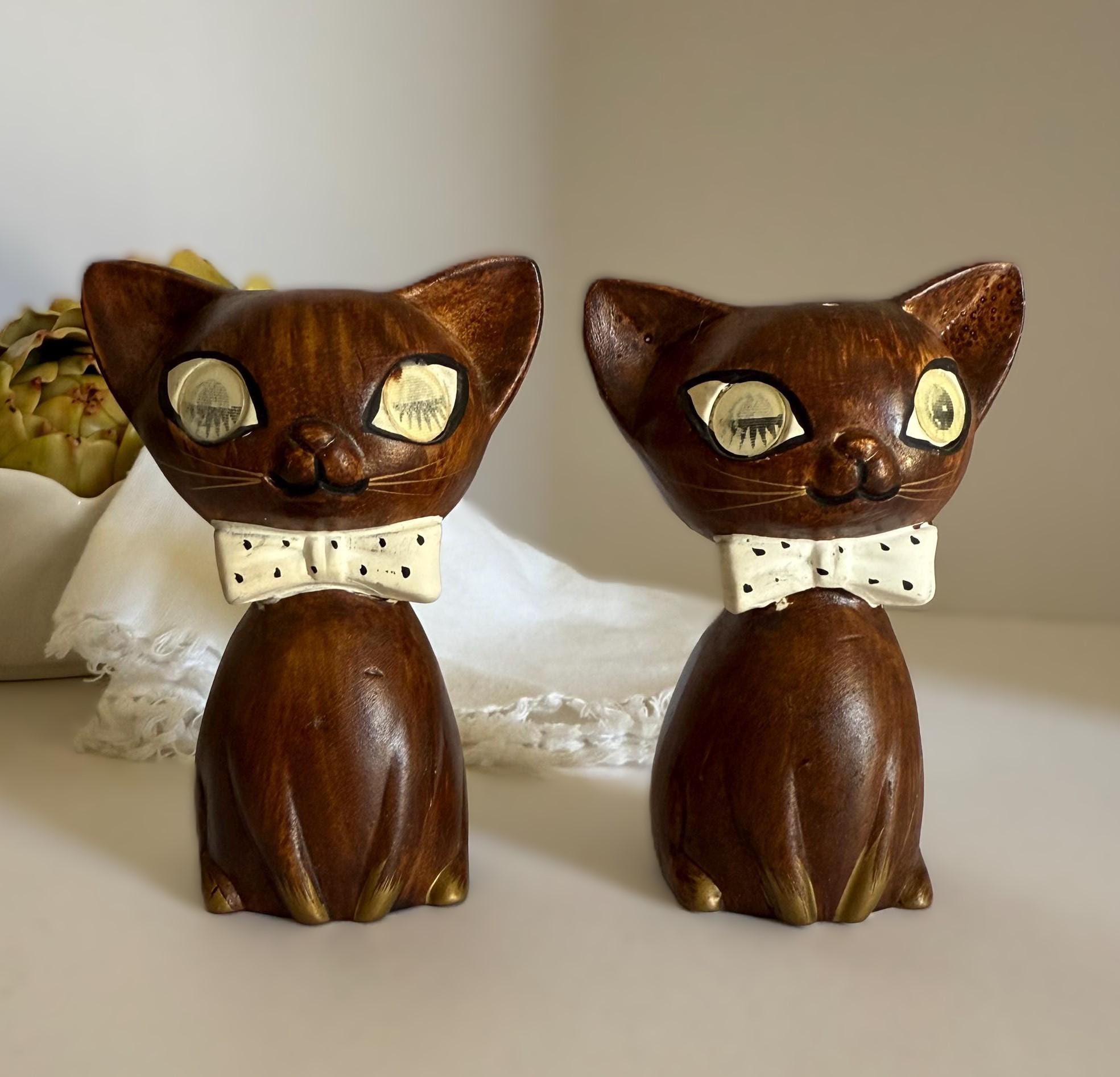 60s Jacks ミッドセンチュリー　ジャックス　スカルプチャー　ヴィンテージ Vintage 1960s Mid-century Ceramic Winking Cat Salt and Pepper