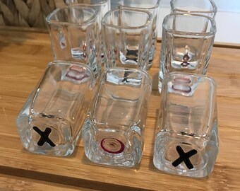 ヴィンテージ XS & O クリアガラスショットグラスセット – 9個、バー