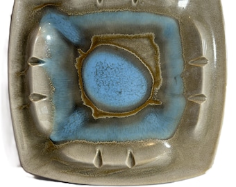 ヴィンテージ アート 陶器 灰皿 ミッドセンチュリー モダン MCM ブルー