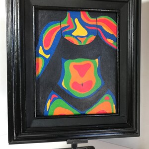 Original art painting on canvas "Black Bikini", Original painting abstract painting of a woman in a bikini with vibrant abstract body detail image 9