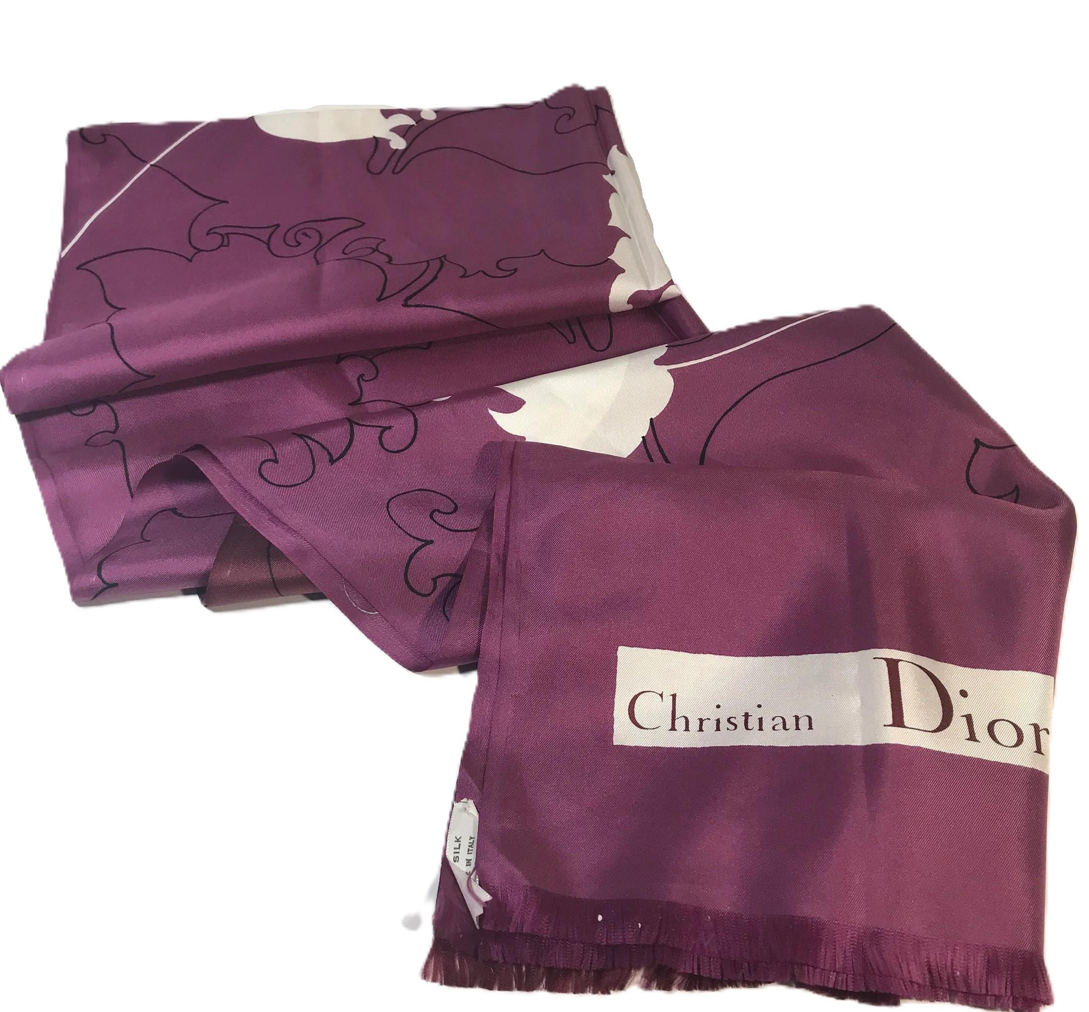 Christian Dior Large Silk Scarf, Vintage Dior Italian Silk Wrap in