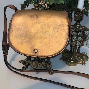 Tory Burch Thea Moose Brown Pebbled Leather Mini Backpack Bucket