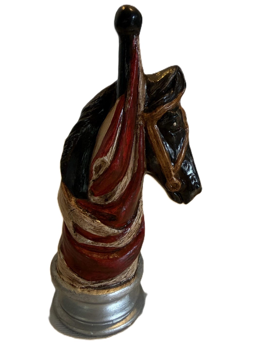 Vintage Hand Painted Ceramic Chalkware Style Horse Chess Piece Figurine ...