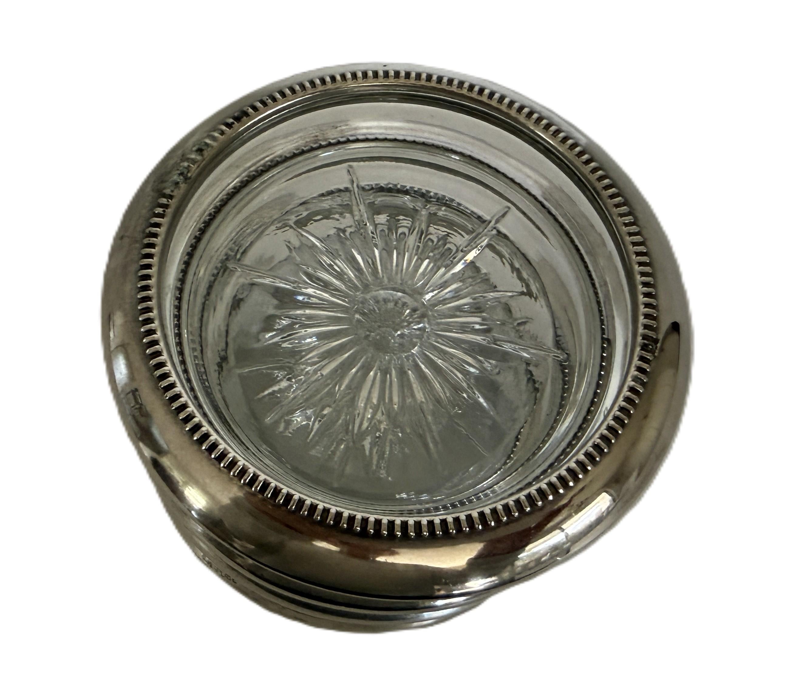 Vintage Leonard Crystal and Silver Plate Coasters, Set of 4
