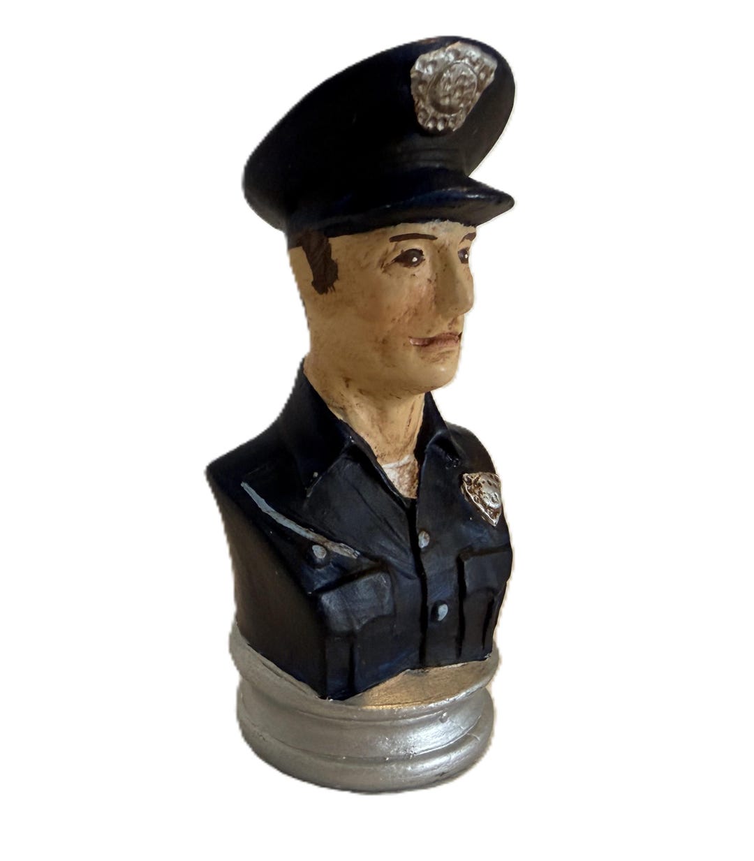 Vintage Chalkware Police Officer Chess Piece Figurine, Hand Painted Cop ...