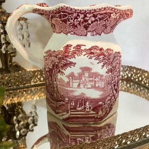 Mason&#39;s Ironstone rot Transferware kleiner Krug, Mason&#39;s England rot und weißer Aussicht eleganter Krug, Mason&#39;s England Aussicht kleiner Krug
