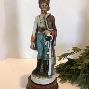 Vintage soldier statue, Vintage ceramic bisque Napoleonic soldier figurine 11.25", Vintage soldier figurine, porcelain French soldier statue