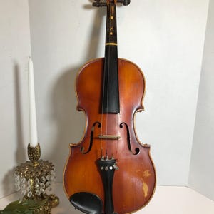Vintage 1978 E.R. Pfretzschner Violine - Stradivari-Kopie mit A. Breton Bogen, Vintage Vitrinenstück, Vintage musikalische Wohndekoration