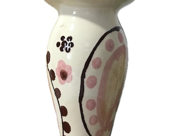 Anthropologie ljusstake, Anthro keramisk italiensk handmålad ljusstake, keramisk ljusstake med 70-talslook, Anthropologie ljus