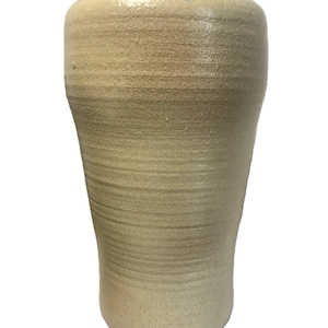 Vintage McBeth signed stoneware vase, Vintage rustic glazed neutral drip glaze vase signed McBeth 1975, stoneware art pottery vase signed