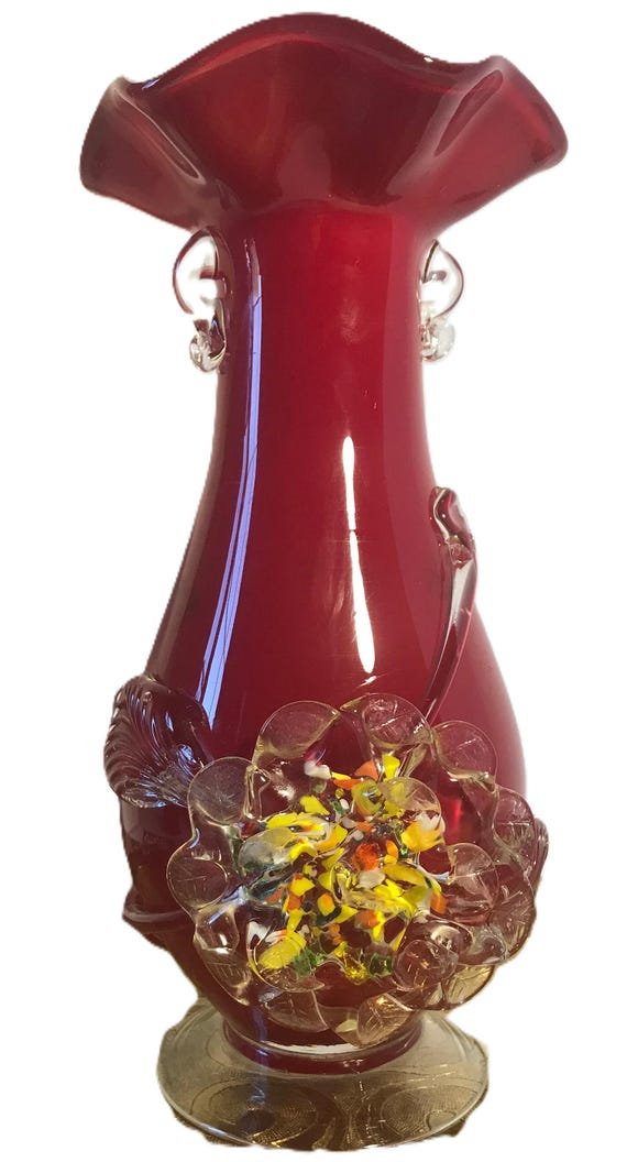 ANCIEN VASE EN verre soufflé et multicolore design vintage loetz EUR 70,00 - FR