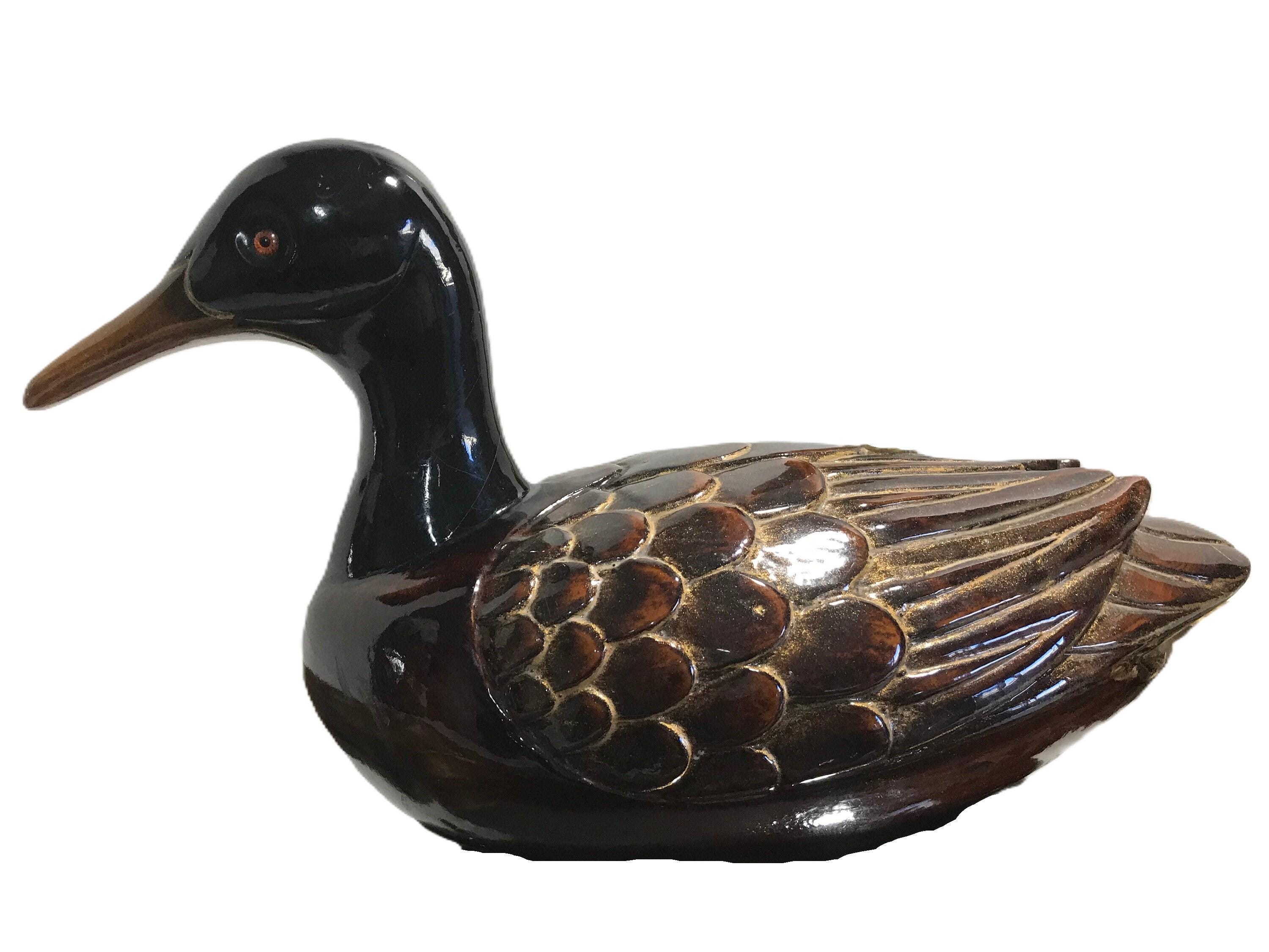 Leurre Vintage Canard Années 1950-60 - Sculpté à La Main En Bois Peint - Œil De Verre