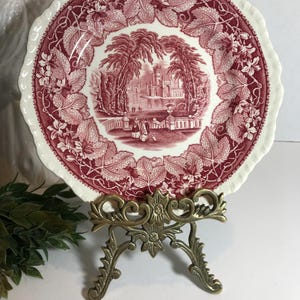 Mason&#39;s Ironstone red transferware plate 8.75&quot;, Mason&#39;s England red and white Vista transferware salad plate, Mason&#39;s England Vista plate