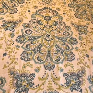 Stan Cathell for Magnolia Home Ikat design printed blue, green and white fabric, Magnolia home decor spring summer fabric, 53x104, 2.8 yards