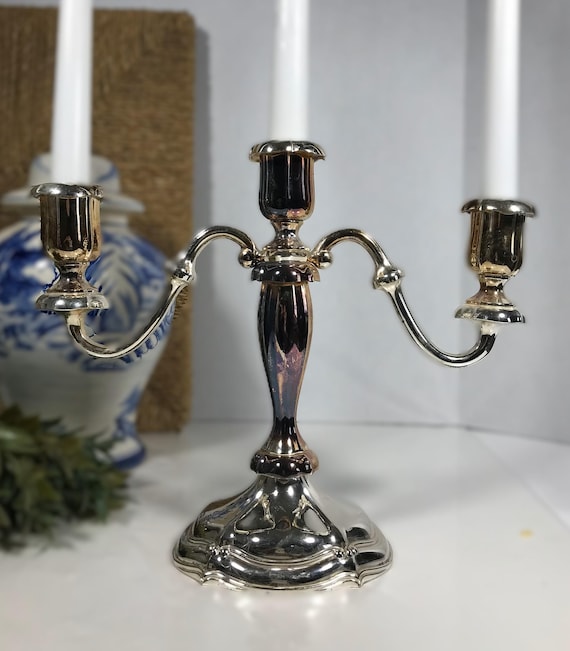 Vintage Oneida Japan Silver Plate Candelabra, Vintage Silverplate