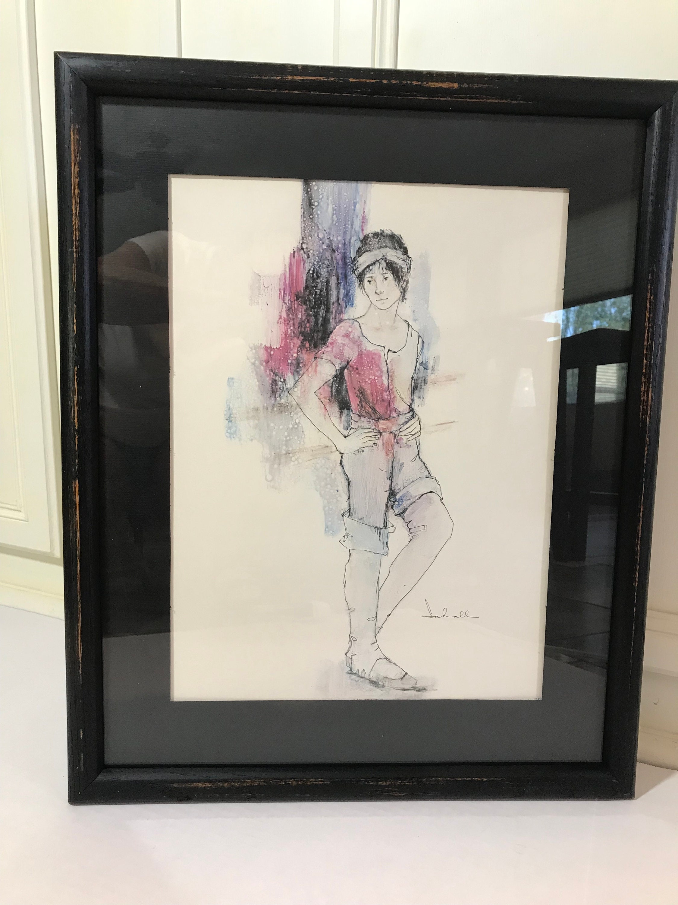 Vintage 1980s Susan Sahall Ballet Lithograph, Vtg Susan Sahall