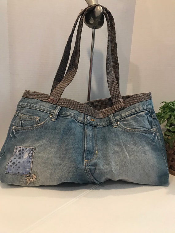 Vintage denim purse handbag tote, Vintage denim j… - image 1