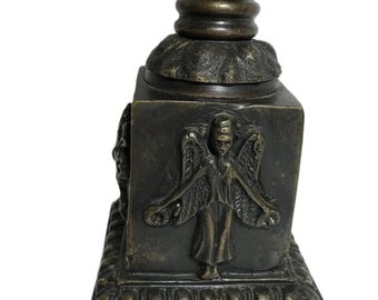 20世紀のヴィンテージブロンズと大理石の壷型パームキャンドルホルダー