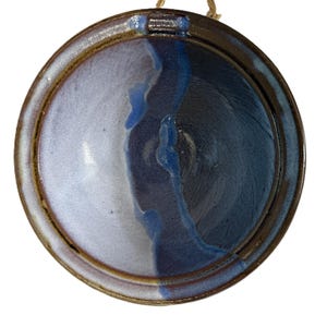 Vintage Colombe Studio Pottery Bowl Signed 1980 Blue Gray Brown Glaze