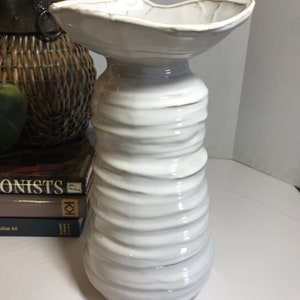 Ceramic sculptural Jamie Young vase, Coastal decor white ceramic vase, Modern decor white unique textured white vase, sculptural white vase