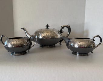 Vintage James Deakin & Sons Silverplate Tea Set, 3-piece