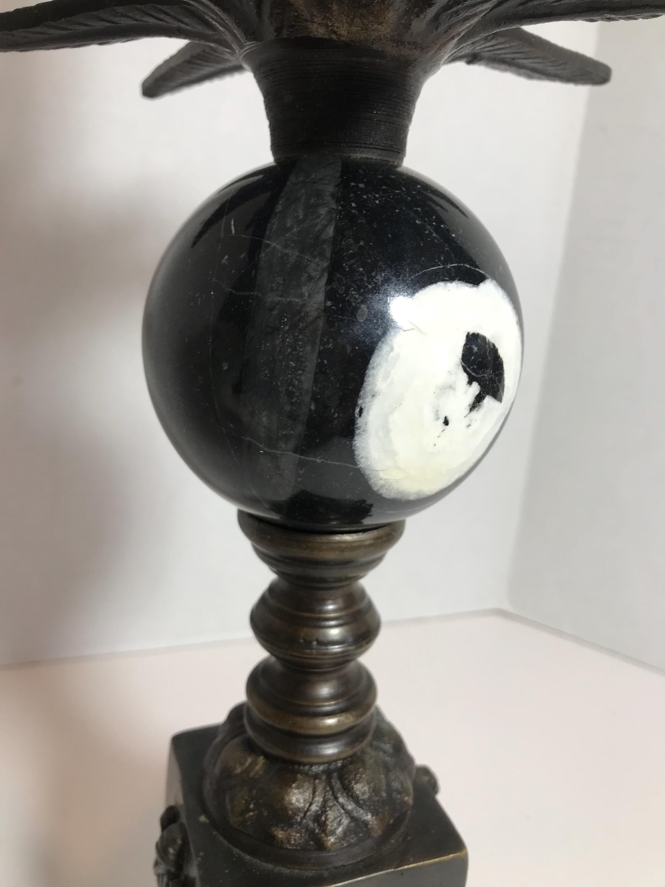 20世紀のヴィンテージブロンズと大理石の壷型パームキャンドルホルダー