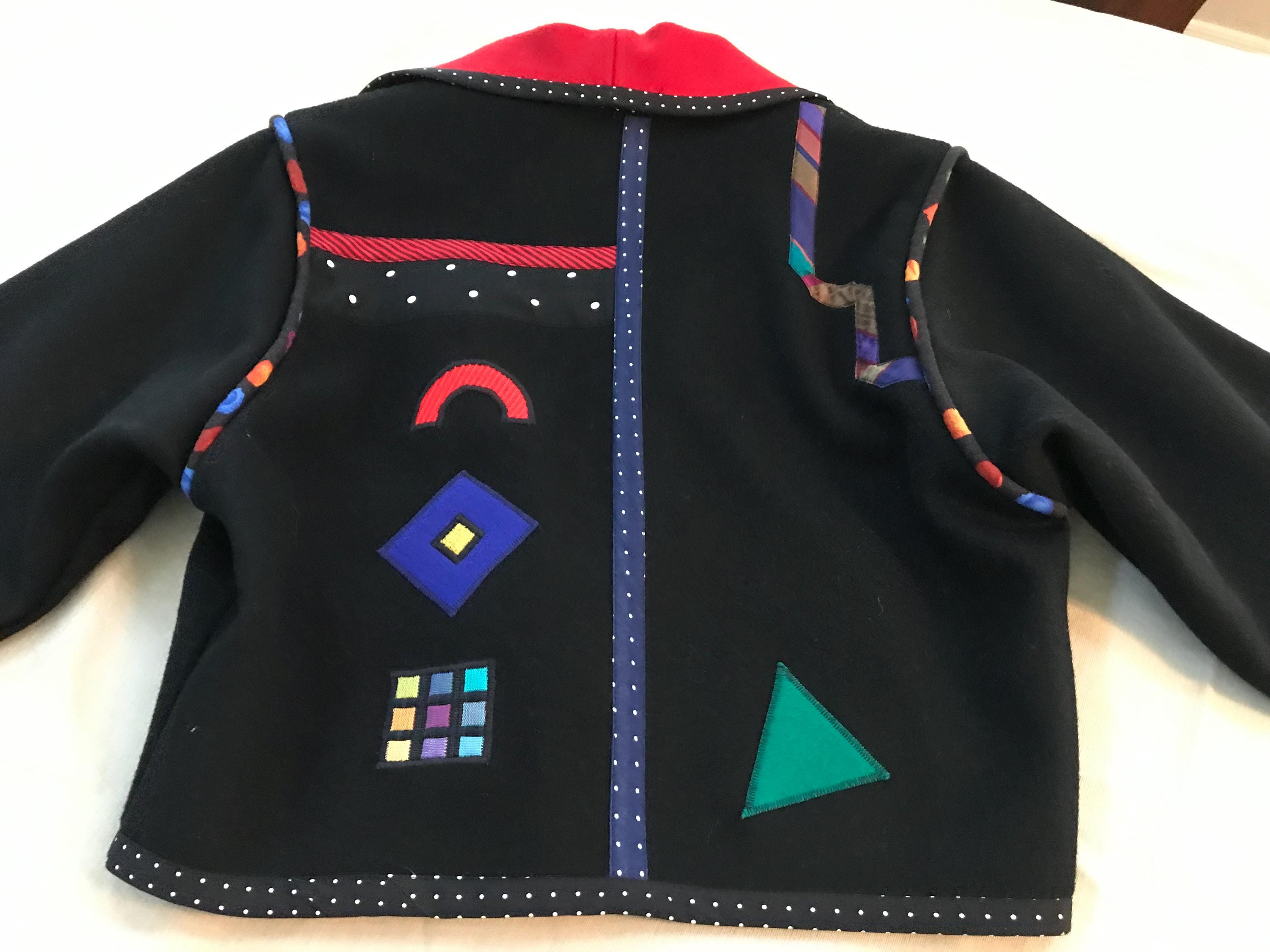 1980年代のヴィンテージポップアートスタイルのウールコート、80年代の